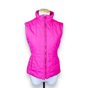 PETITE SOPHISTICATE Hot Pink Puffer Down Quilted Sleeveless Vest Collar SMALL
